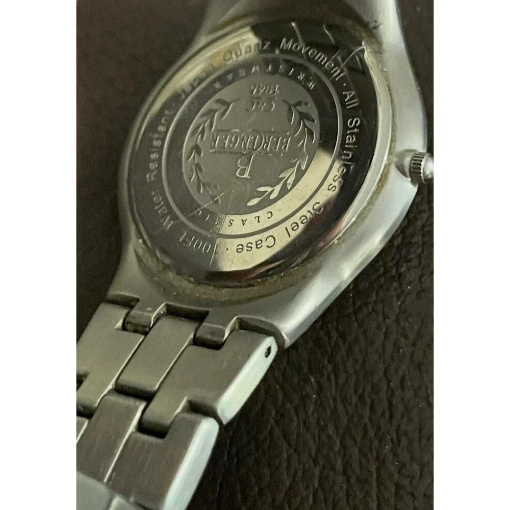 Vintage Berenger Men’s Quartz Watch 35mm White Roman Numeral Dial Date Two Tone